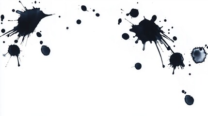 Poster - Black Ink Splatters on a Clean White Background for Creative Art and Design Applications