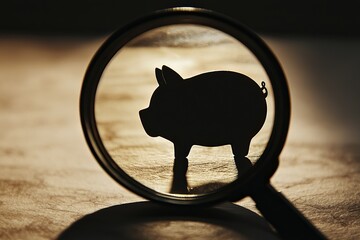Poster - A pig is shown in a magnified view, with its head and body visible. The image has a mysterious and intriguing mood, as the pig appears to be peering through the magnifying glass