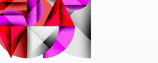 Fototapete - Modern abstract composition with layered circles and angular segments featuring gradients, transparency effects, and a structured geometric layout