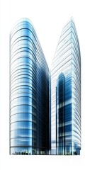 Poster - Stunning modern architectural design featuring two gleaming glass towers that reflect sunlight and create a striking urban backdrop for any cityscape.