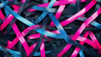 Poster - Abstract background featuring vibrant pink and blue neon lines swirling in a dynamic pattern, cycled 3d, abstract background with pink blue neon lines