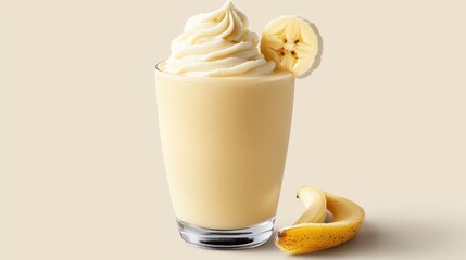 Aufkleber - Delicious Banana Smoothie Tempting Delight Refreshing Treat Wholesome Indulgence Creamy Goodness Banana Peel Background Minimal