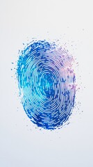 Poster - Abstract Blue Fingerprint Illustration on White Background with Colorful Gradient Patterns