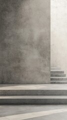 Aufkleber - Modern Concrete Architecture with Rising Stairs Design Minimalist Aesthetic and Neutral Tone Interior