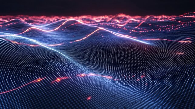 Visualizing digital waves abstract data patterns in a futuristic environment