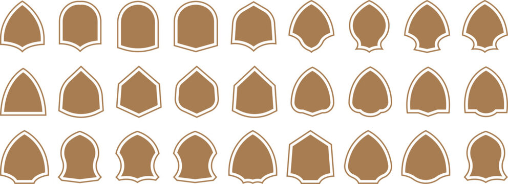 Shield icon. Heraldic shield set. Protect shapes silhouette. Vector illustration