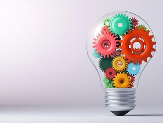 Poster - A light bulb filled with gears, symbolizing innovation, creativity, and problem solving
