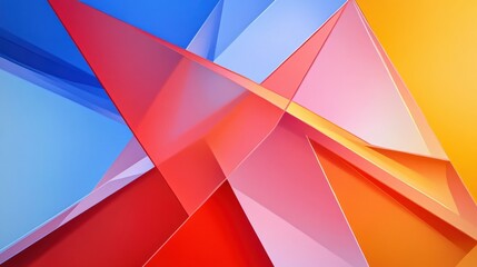 Fototapete - Vibrant geometric abstract composition with overlapping translucent shapes in bright colors