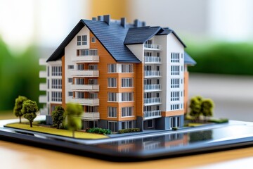 Poster - A model of an apartment building on a tablet