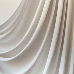 Poster - Gentle Flowing White Fabric Draping in Soft Waves Creates a Serene and Elegant Texture Background