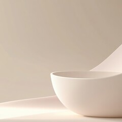 Poster - Simple studio background with neutral beige tone featuring minimalist bowl shape for product showcase