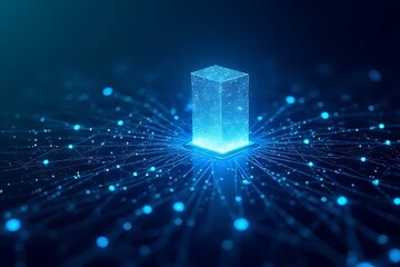 Fototapete - Digital transformation concept virtual space 3d graphic futuristic environment close-up view innovation