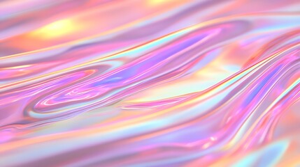 Poster - Soft Flowing Waves with Colorful Reflections in Abstract Design