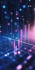 Poster - an abstract digital visualization featuring colorful bars and light effects, creating a sense of dep