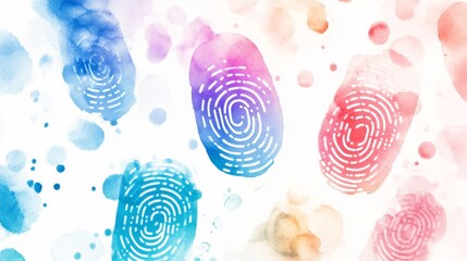 Poster - This vibrant abstract art features colorful fingerprints over a soft watercolor background. Ideal for modern design projects, prints, and creative applications.