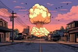 Suburban Nuclear Blast at Sunset