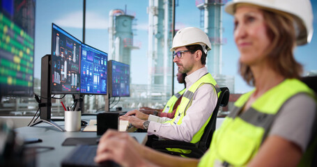 Poster - Mature Black Man and Woman Using SCADA