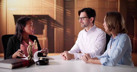 Poster - Diverse Couple Meeting with Family Lawyer