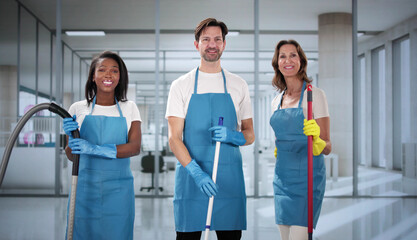 Poster - Hard-working cleaner team keeping offices spotless