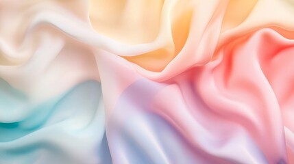 Poster - Gentle waves of sheer fabric blend in calming pastels of pink, blue, and yellow, inspiring creativity and evoking tranquility in artistic endeavors and interior design