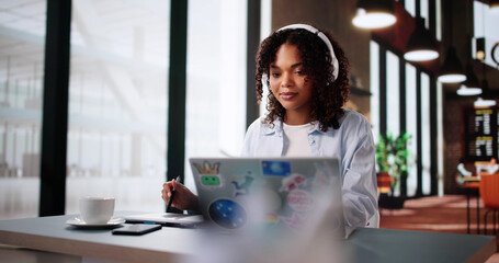 Poster - African American Designer Using Laptop Computer