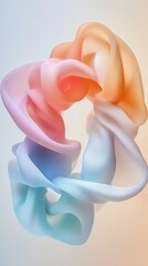 Poster - Soft, flowing pastel shapes intertwine in a mesmerizing formation, showcasing a blend of pink, orange, and blue tones against a gentle background