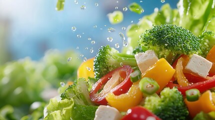 Poster - Fresh Colorful Salad with Vibrant Vegetables and Water Droplets