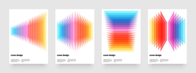 Wall Mural - Template with blended shapes texture for events, companies or business. Ribbed colorful gradient for flyer, poster, cover, banner or background. 