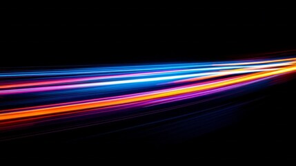 Poster - Colorful streaks of light weave through the darkness, capturing the essence of speed and movement. This abstract representation showcases the energy and vibrancy of a bustling city at night