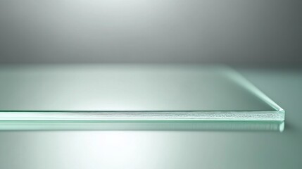 Aufkleber - A sleek glass sheet lies on a polished surface, showcasing its clear and smooth edges. The ambient lighting creates a soothing atmosphere, emphasizing the simplicity of design