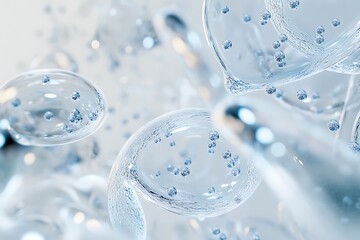 Poster - Close up of virus cells or bacteria on light background in scientific concept