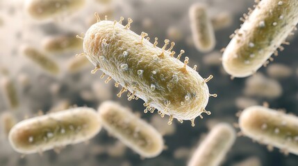 Poster - Close up of virus cells or bacteria on light background in scientific concept