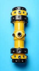 Poster - Yellow industrial part, blue background, engineering