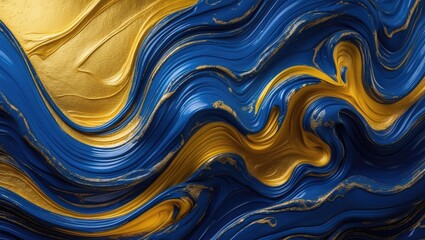 Aufkleber - This image illustrates a breathtaking combination of swirling blue and gold tones, creating an abstract texture. The seamless flow suggests movement and depth, ideal for creative endeavors.