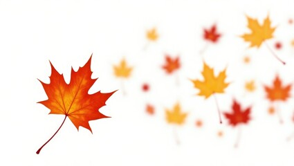Poster - Autumn leaves blowing in the wind. Fall leaves set against a white background.