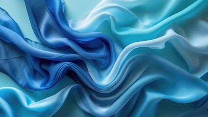 Aufkleber - abstract wave cloth movement dynamic blue color against sky tone backdrop
