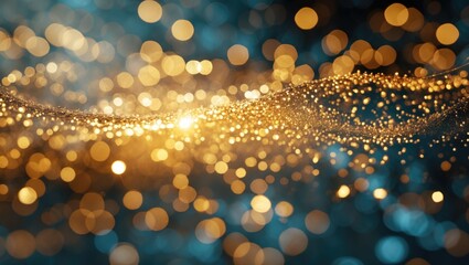 Poster - Abstract Golden shimmer on bokeh background with an abstract theme