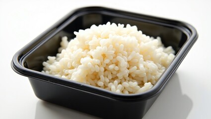Aufkleber - Brown rice. Takeout meal presented in to-go boxes. Organic nutritious food, fresh fruits, and steamed vegetables. Traditional dish.