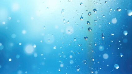 Poster - Closeup of a Blue Frost Background, Frozen Winter Window Pane with Shiny Icy Frost Patterns.