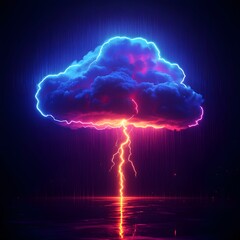 Poster - Glowing Storm Cloud with Dramatic Lightning Strike Symbolizing Thunderstorm Energy