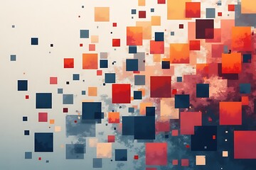 Fototapete - Dynamic colorful squares explosion abstract art digital artwork modern design aesthetic viewpoint
