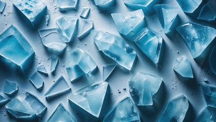 Aufkleber - Shattered blue ice on textured wallpaper background.