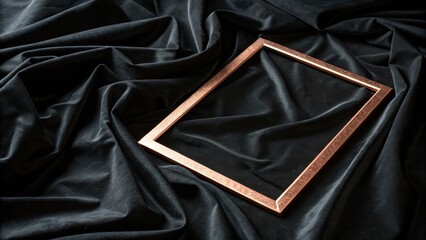Aufkleber - A copper frame rests upon a dramatic cascade of black fabric, inviting a cherished memory or artful composition.
