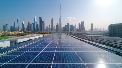 Poster - stunning aerial view of the futuristic dubai skyline featuring a breathtaking panorama of towering s