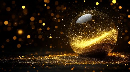 Wall Mural - the shining orb, radiating a gentle golden light, reflects beautifully on the smooth, polished surfa