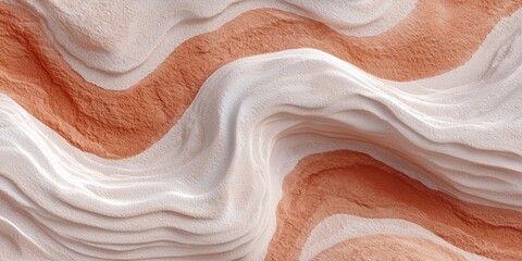 Poster - Artistic Wave Pattern with Orange and White Layered Textured Surface