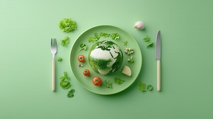 Poster - powerful symbolic digital artwork depicting the earth surrounded by elements representing environmen