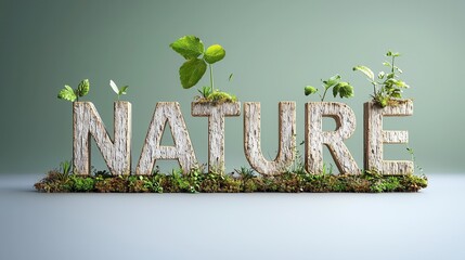 Poster - visually striking 3d typography showcasing the beauty and importance of nature this captivating imag