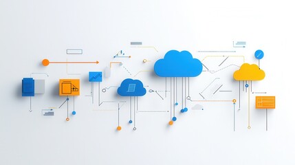 Poster - Sleek and contemporary flat visualization depicting the seamless of cloud based technology digital infrastructure and data driven transformation