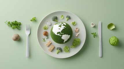 Poster - Striking digital artwork depicting a sustainable eco friendly planet Earth with a minimalist modern design